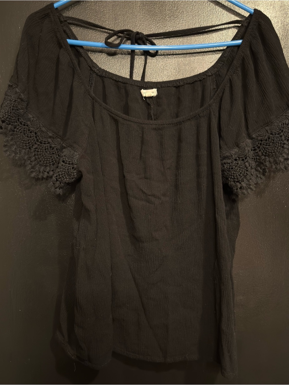 Maurice’s Black Off-Shoulder Crochet Sleeve Women’s Top XXL